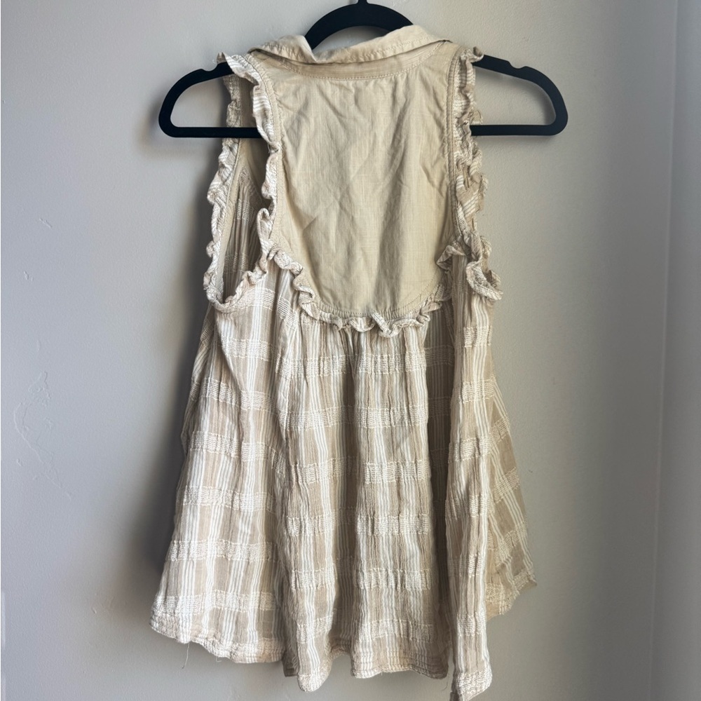 Pilcro by Anthropologie Sleeveless Seaside Collard Swing Boho Blouse Cream S - Picture 7 of 7